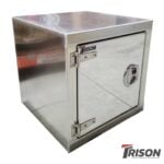 24" High x 24" Deep x 24" Wide Storage Box - Single Polish Recessed Door with Whale Tail Handle. Hinged Left