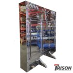 Aluminum Truck Headache Rack 88″H × 16″D × 84″W (Polished with 3 Cam-Lock Doors, Upper Cabinets & Recessed Lights)